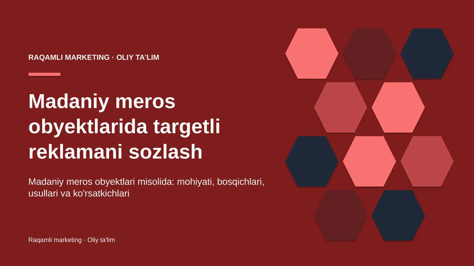 Madaniy meros obyektlarida targetli reklamani sozlash