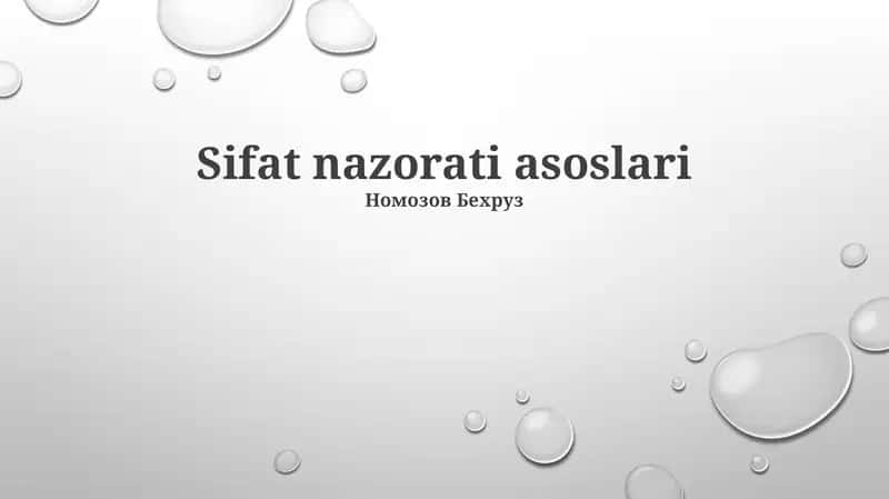 Sifat nazorati asoslari