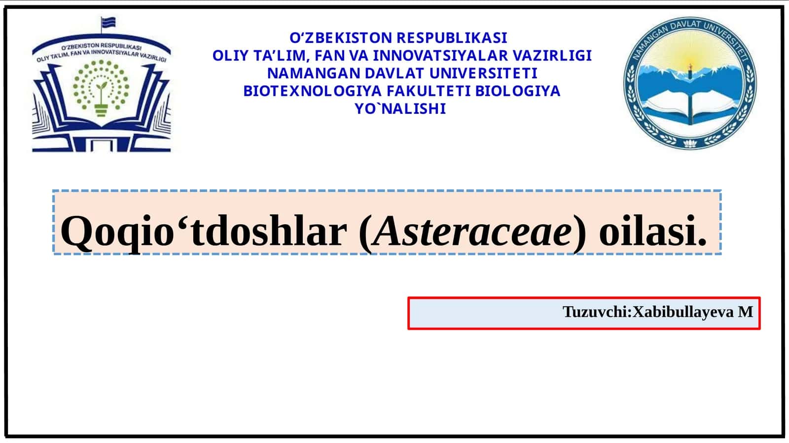 Qoqio‘tdoshlar(Asteraceae)oilasi