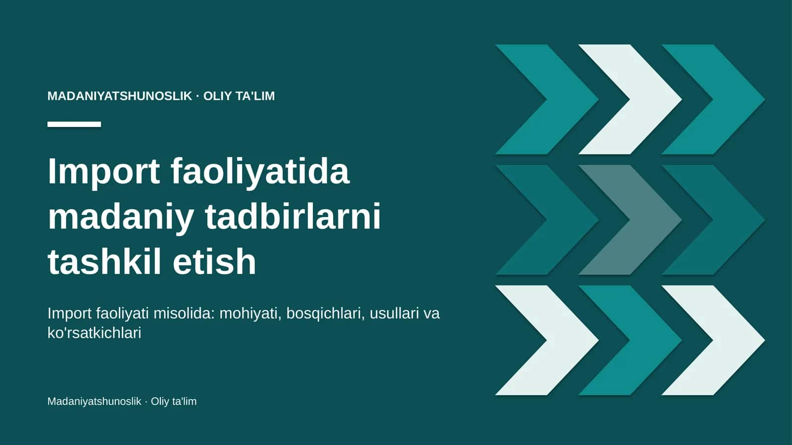 Import faoliyatida madaniy tadbirlarni tashkil etish