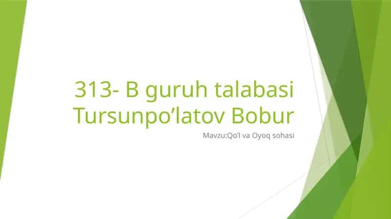 Qo‘l Va Oyoq Sohasi