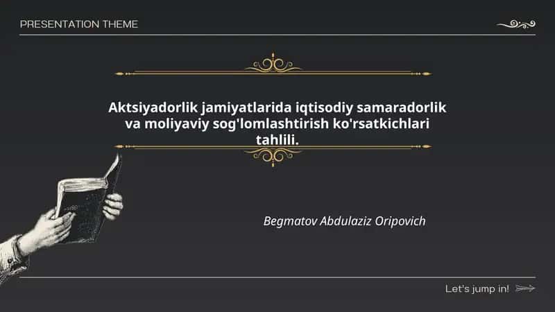 Aktsiyadorlik jamiyatlarida iqtisodiy samaradorlik va moliyaviy sog'lomlashtirish ko'rsatkichlari tahlili.