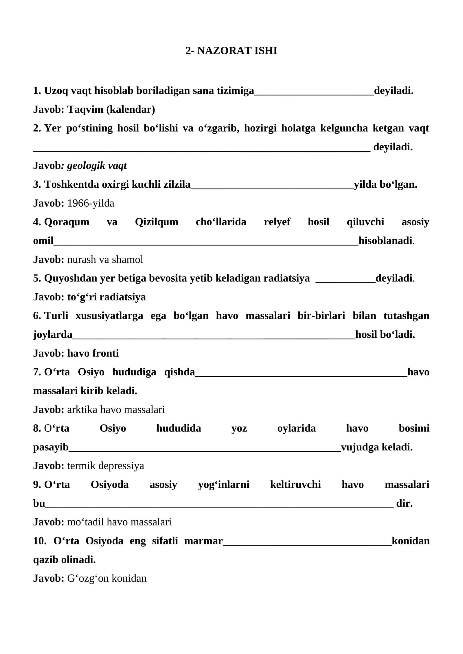 Nazorat ishi