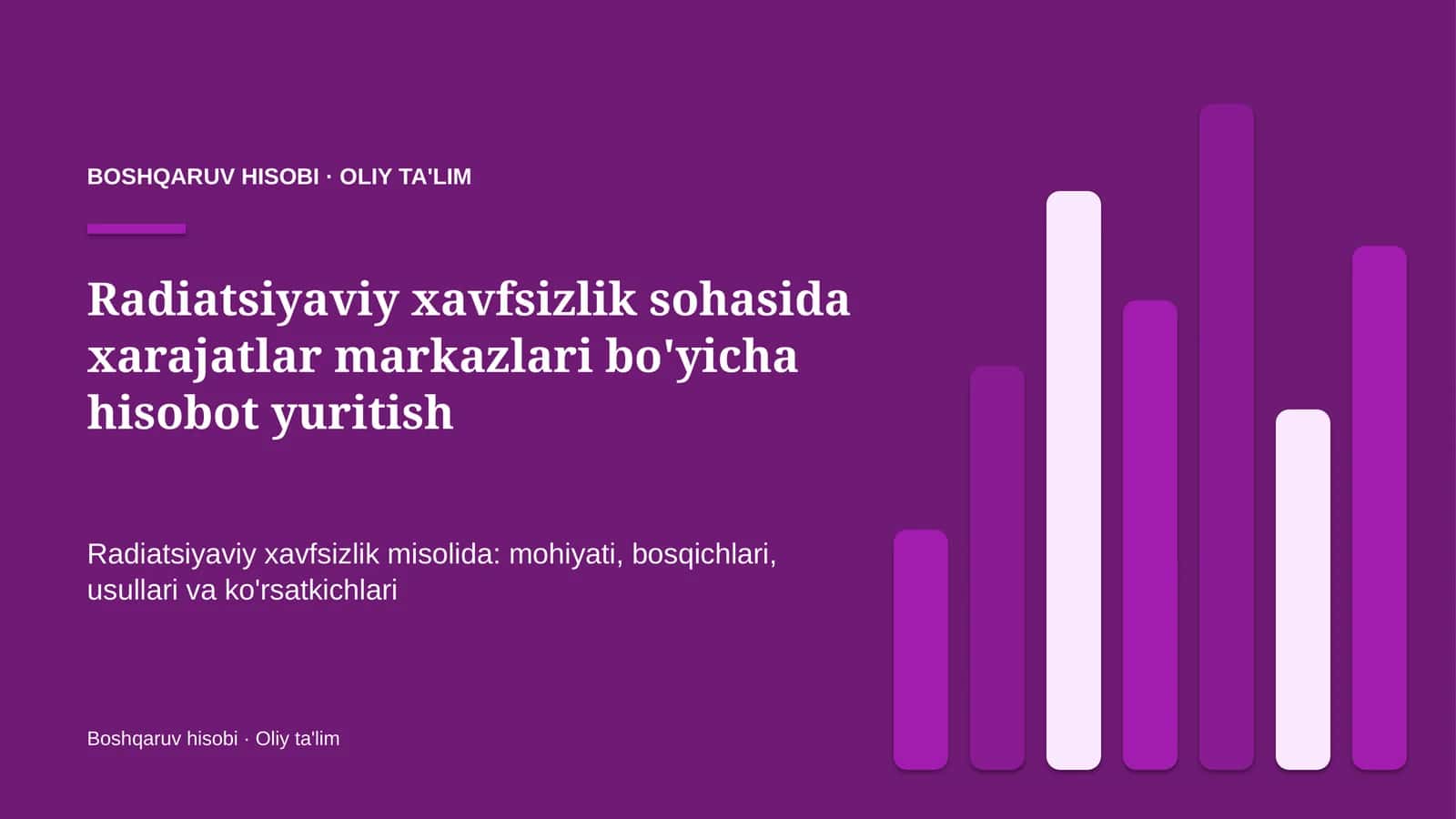 radiatsiyaviy xavfsizlik sohasida xarajatlar markazlari bo'yicha hisobot yuritish 7647