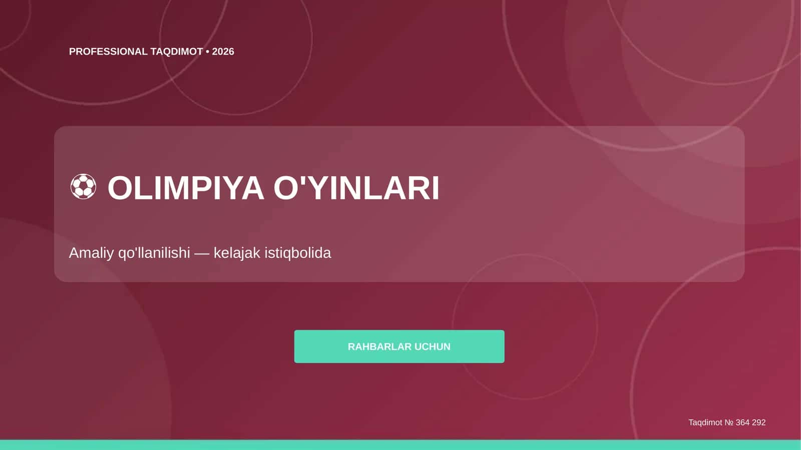 Olimpiya o'yinlari: amaliy qo'llanilishi (kelajak istiqbolida) [rahbarlar uchun]