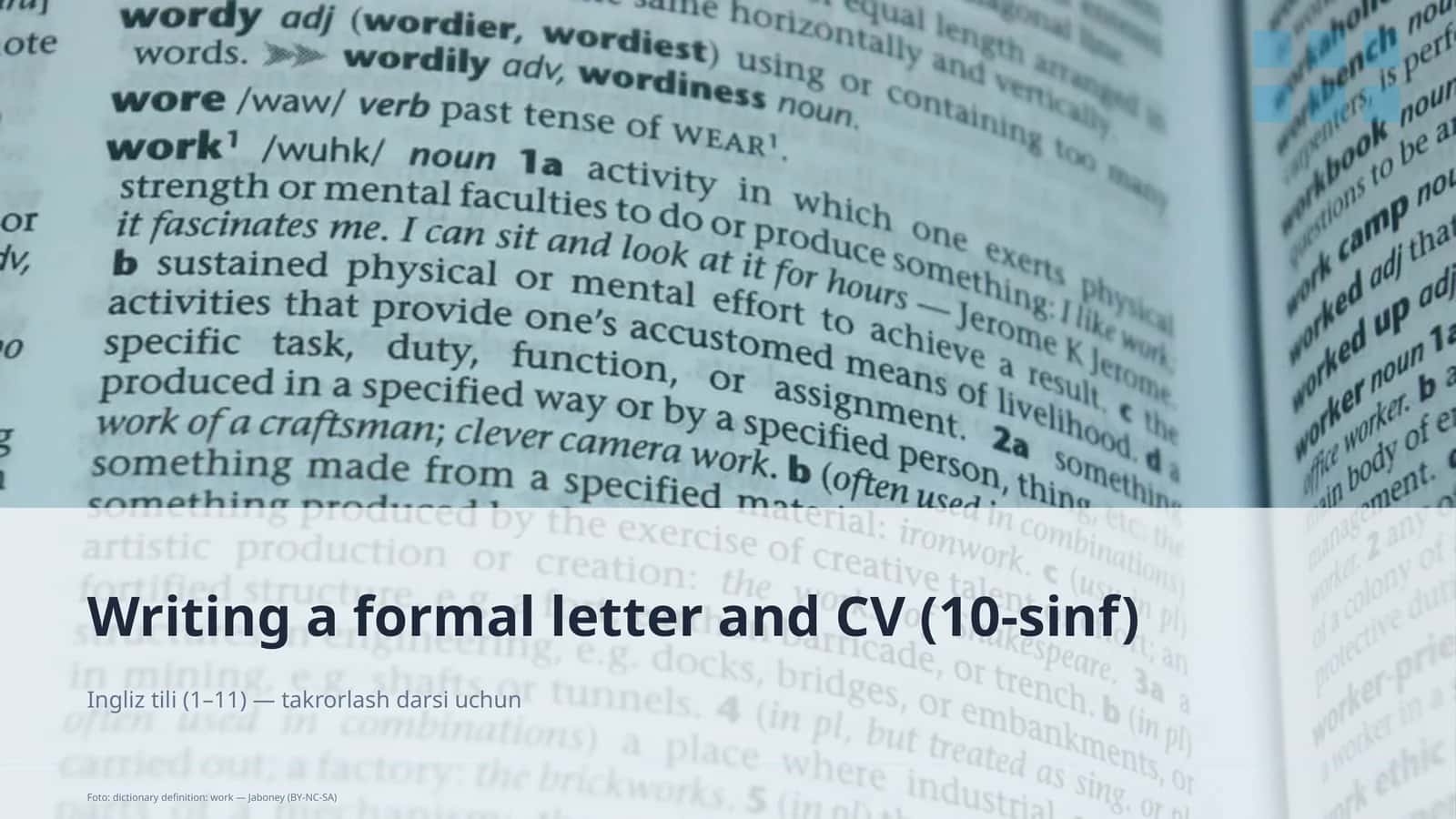 Writing a formal letter and CV (10-sinf)