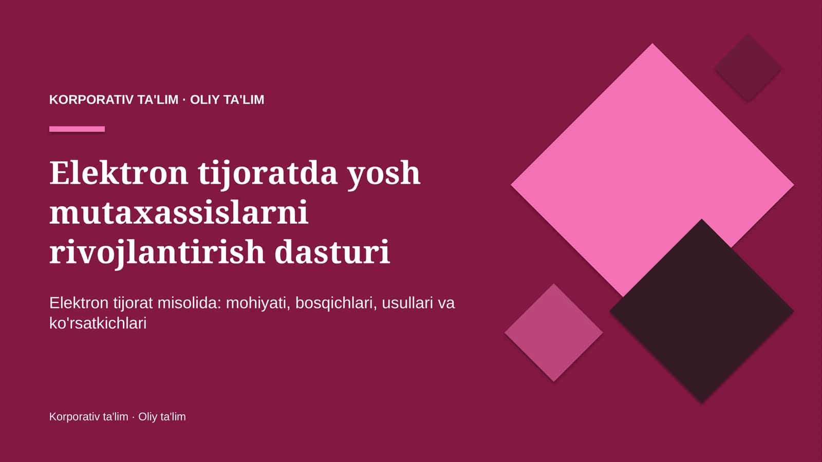 Elektron tijoratda yosh mutaxassislarni rivojlantirish dasturi