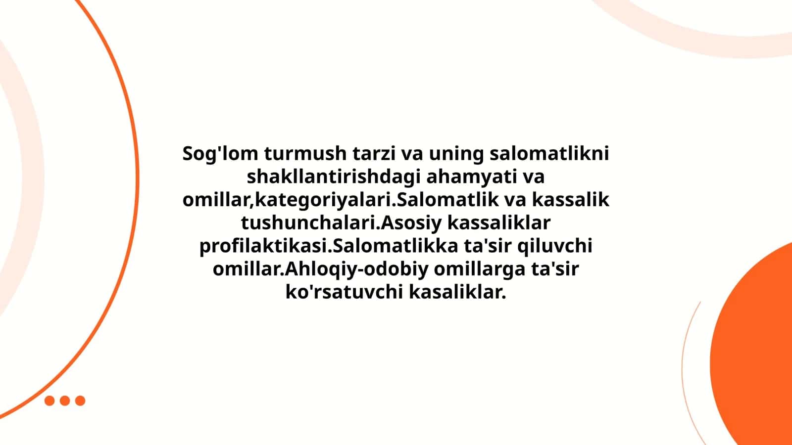 Sog'lom turmush tarzi va uning salomatlikni shakllantirishdagi ahamyati