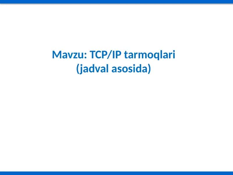 TCP/IP Tarmoqlari