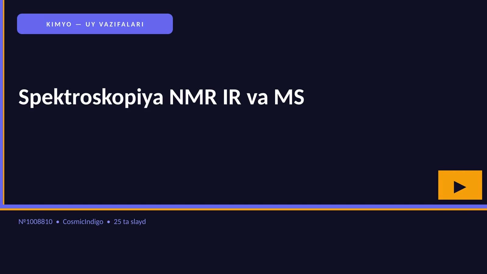 Spektroskopiya NMR IR va MS
