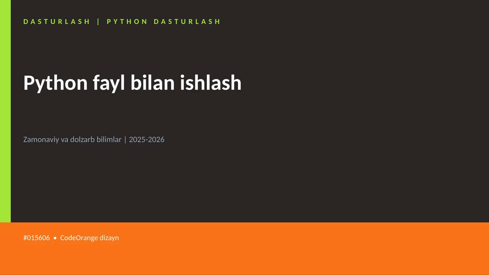 DASTURLASH | PYTHON DASTURLASH