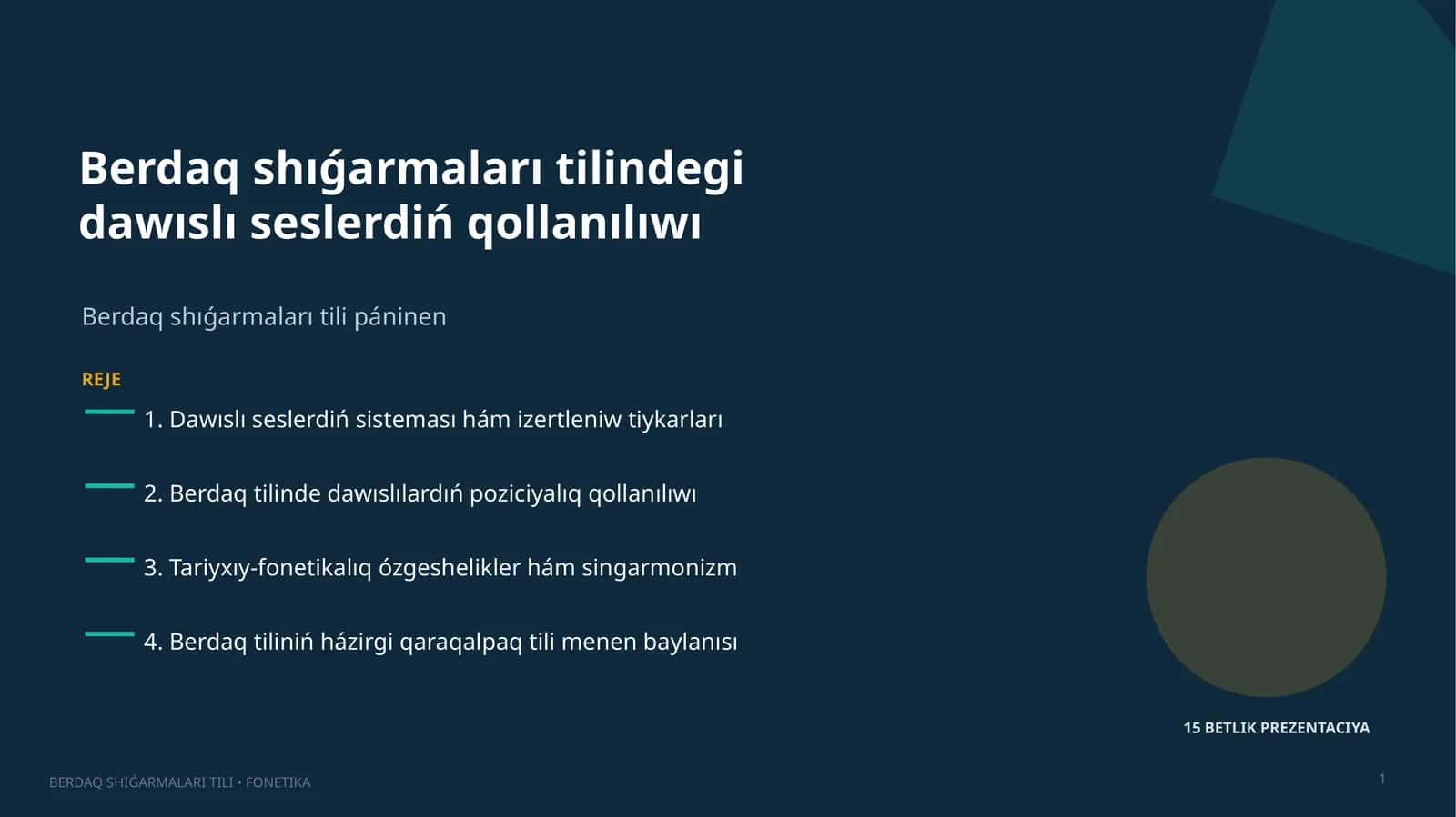 Berdaq shıǵarmaları tilindegi