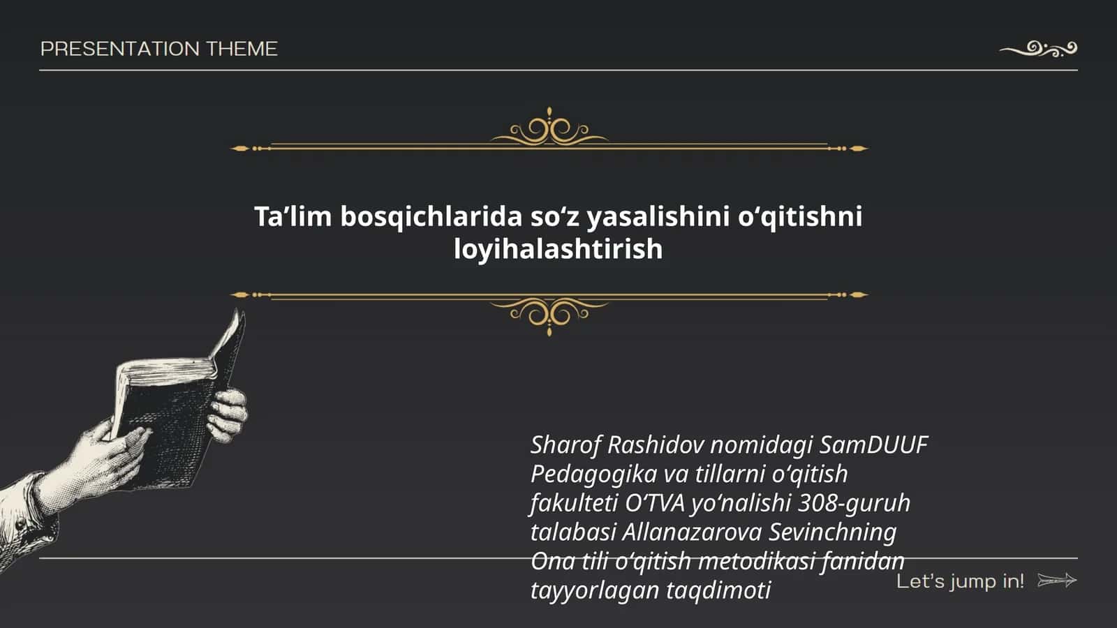 Sevinchning Ona tili oʻqitish metodikasi fanidan tayyorlagan taqdimoti