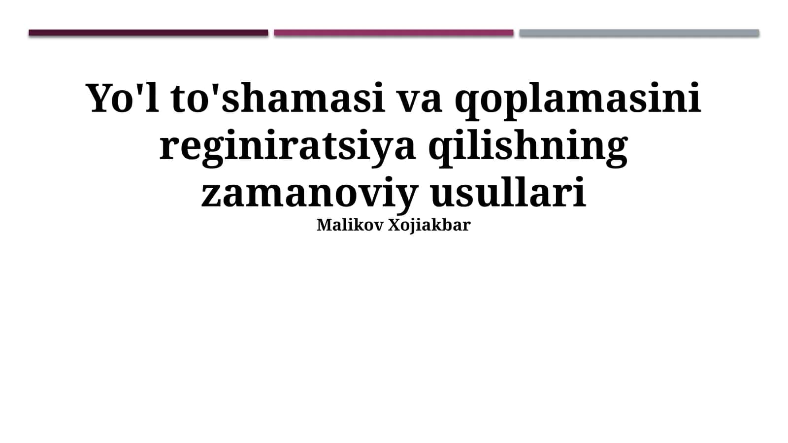 Yo'l to'shamasi va qoplamasini reginiratsiya qilishning zamanoviy usullari