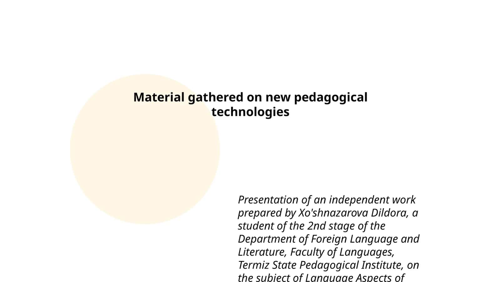 Material gathered on new pedagogical technologies