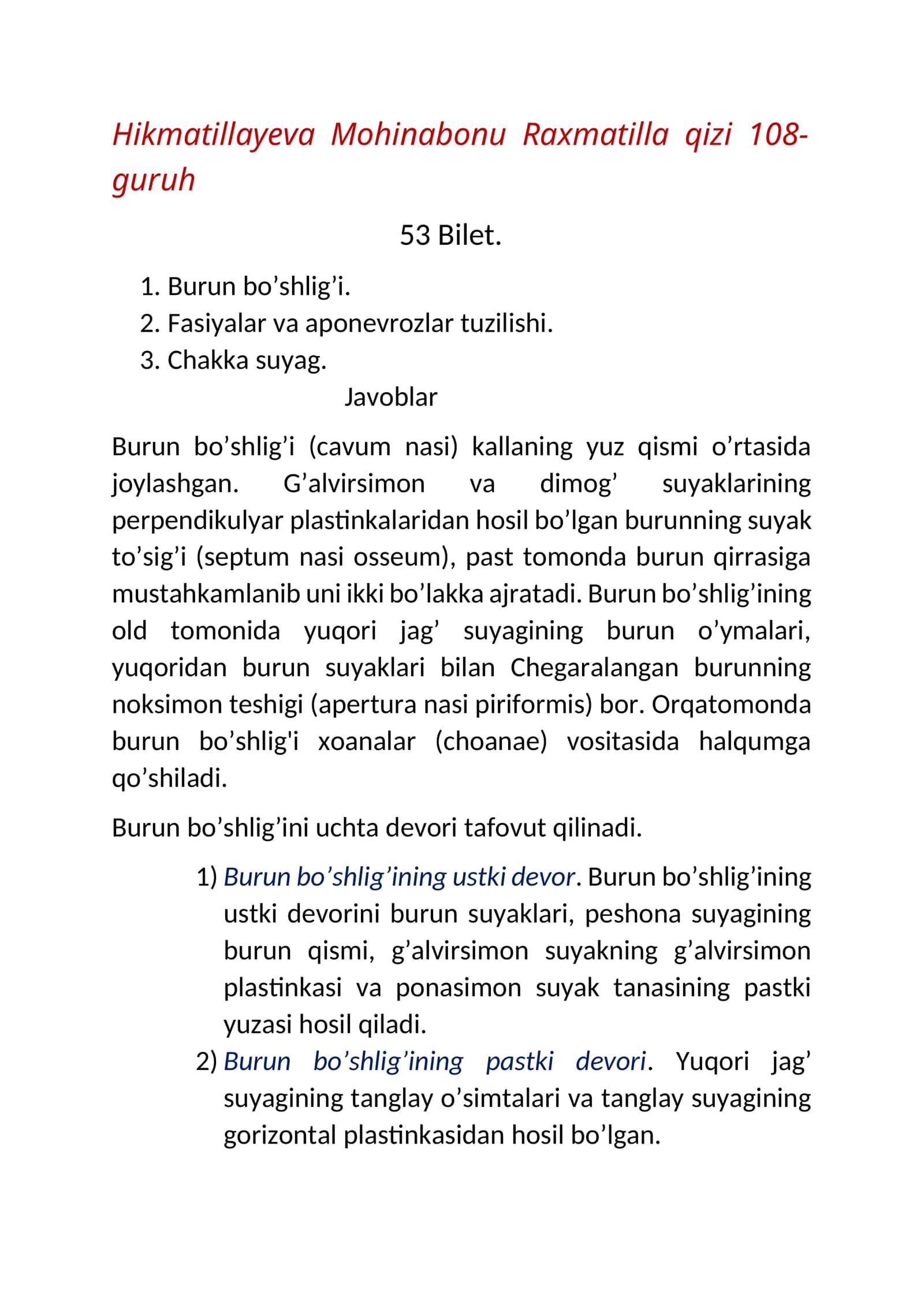Burun bo’shlig’i
