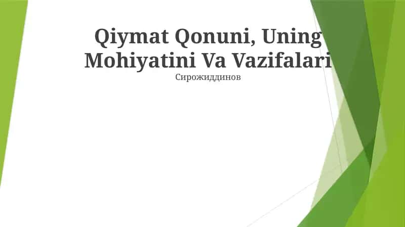 Qiymat Qonuni, Uning Mohiyatini Va Vazifalari