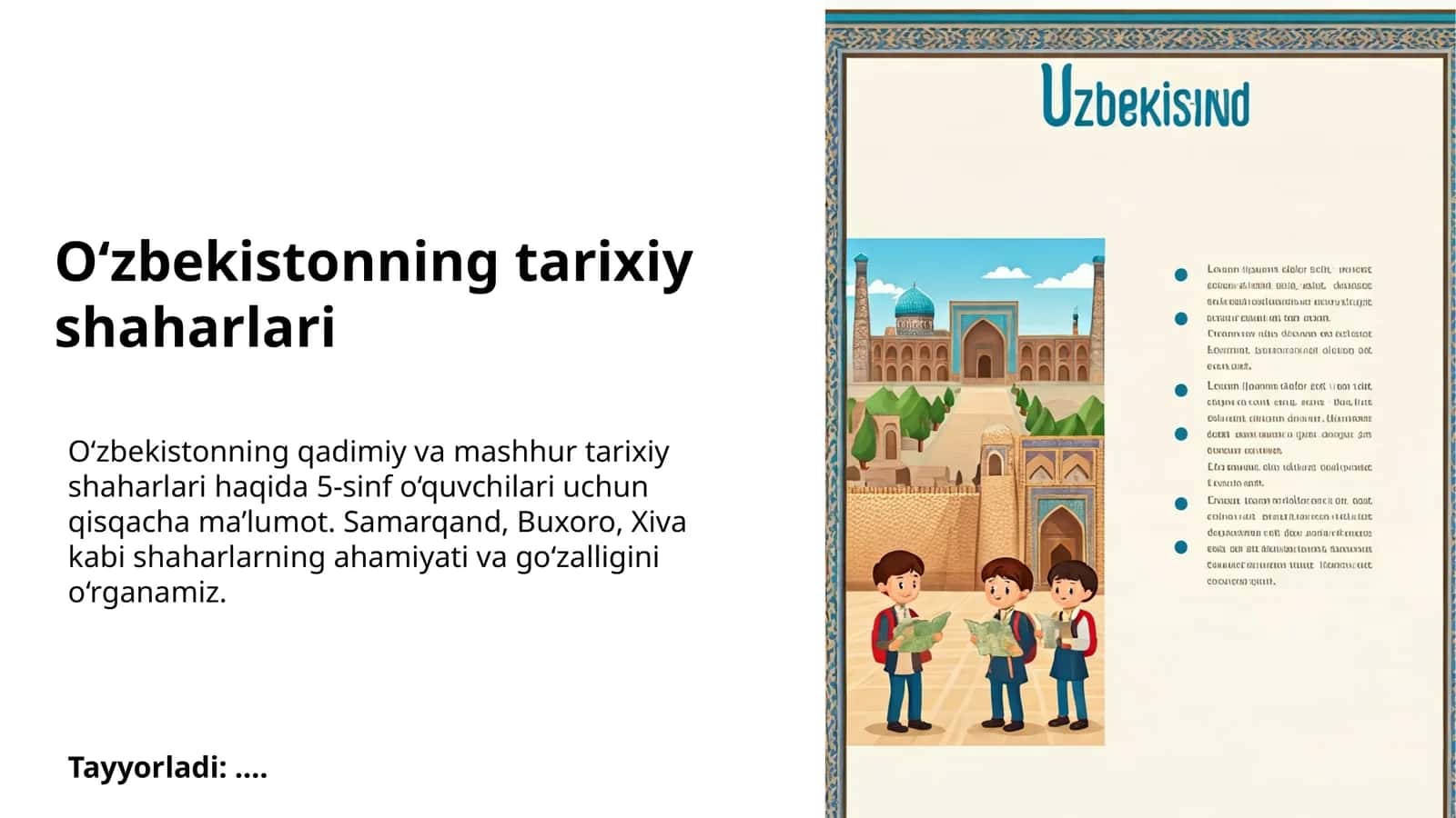 O‘zbekistonning tarixiy shaharlari