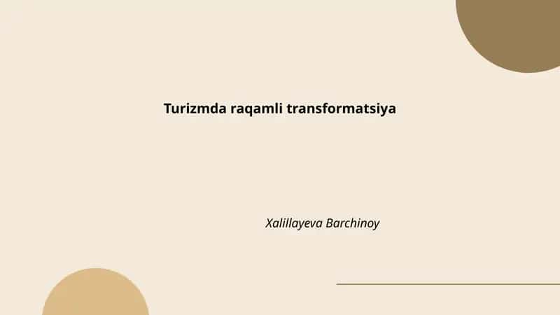 Turizmda raqamli transformatsiya