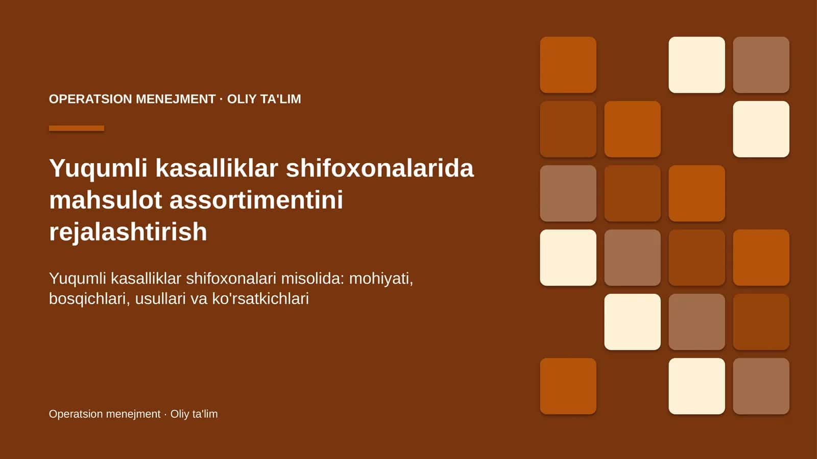 Yuqumli kasalliklar shifoxonalarida mahsulot assortimentini rejalashtirish
