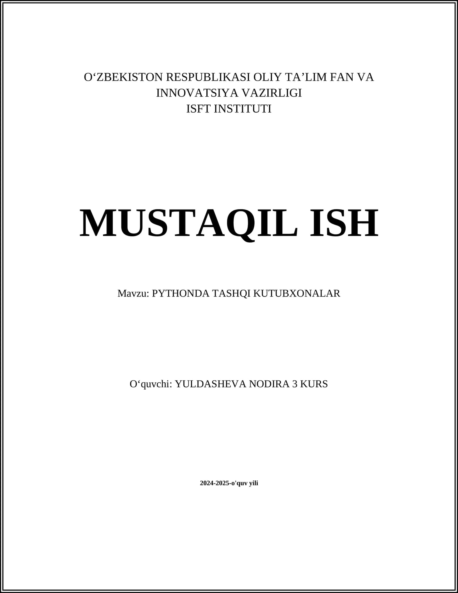 PYTHONDA TASHQI KUTUBXONALAR