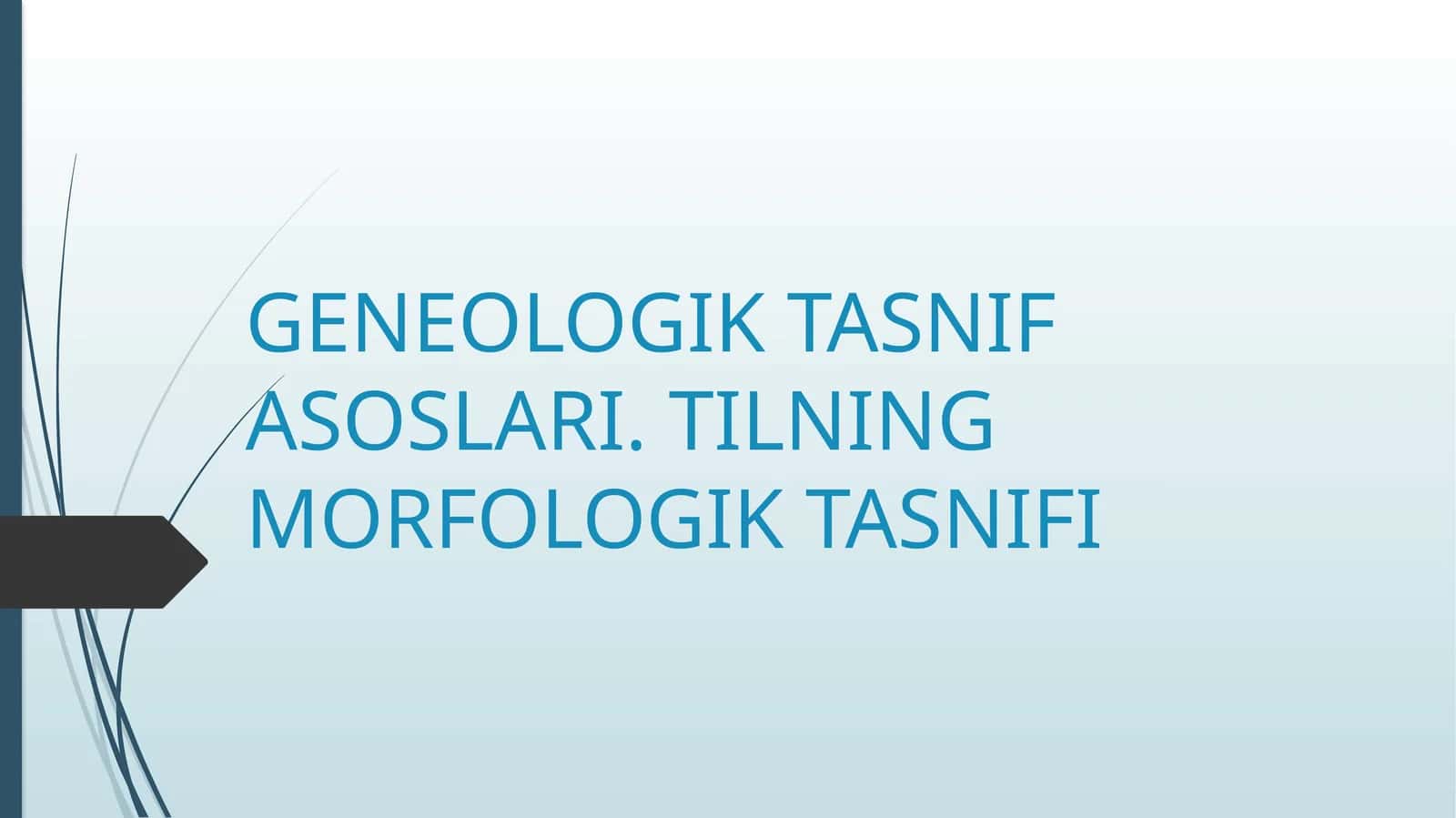 GENEOLOGIK TASNIF ASOSLARI. TILNING MORFOLOGIK TASNIFI