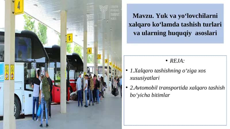 Yuk va yo‘lovchilarni xalqaro ko‘lamda tashish turlari va ularning huquqiy  asoslari