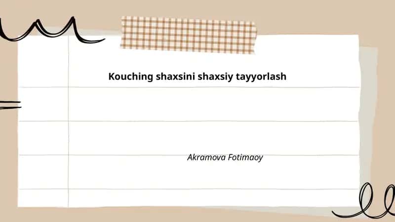 Kouching shaxsini shaxsiy tayyorlash