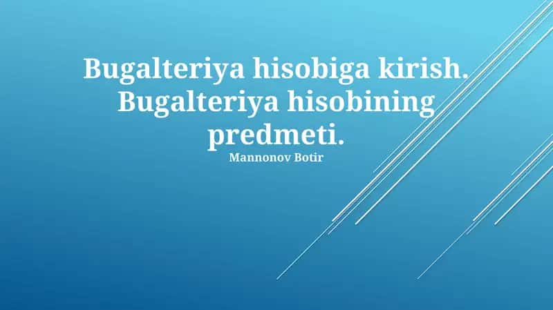 Bugalteriya Hisobi Subyekti