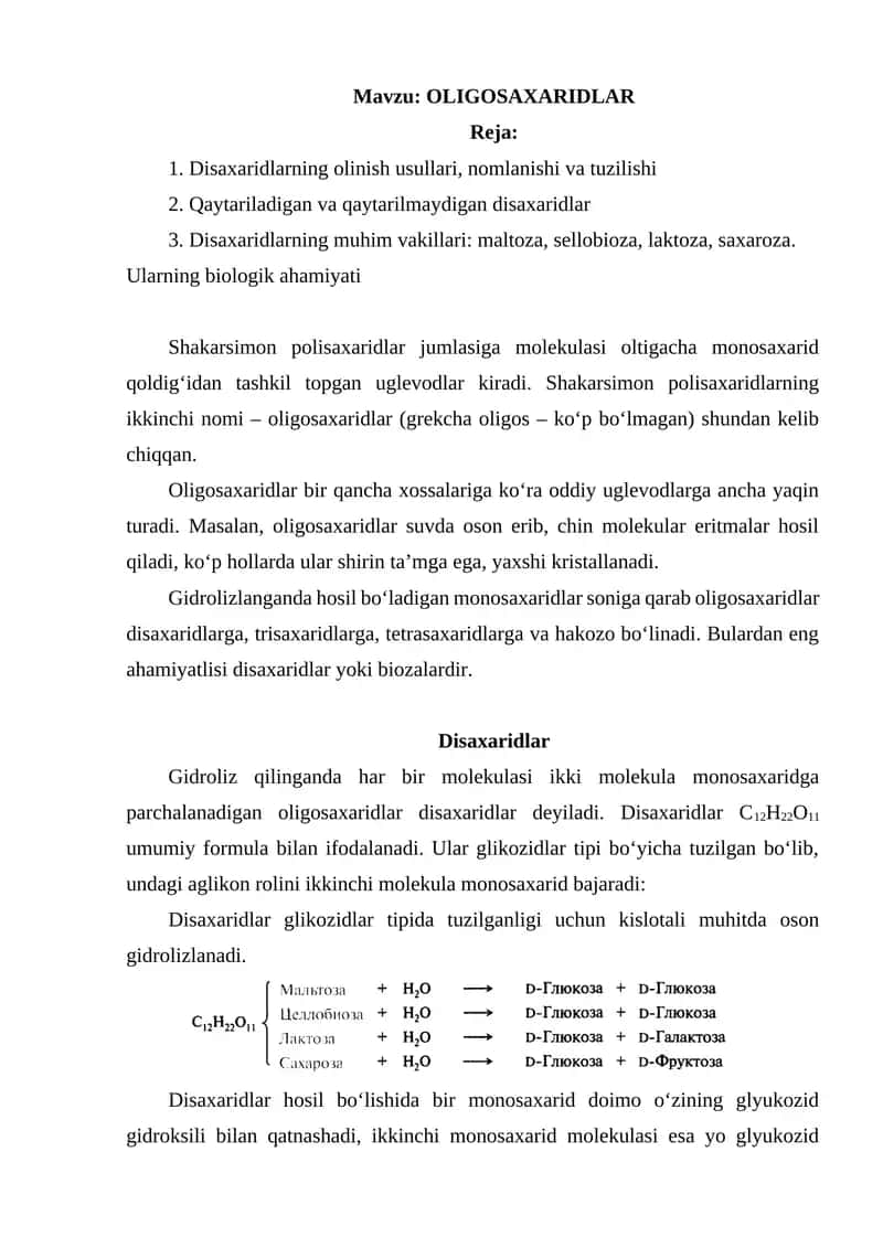 OLIGOSAXARIDLAR