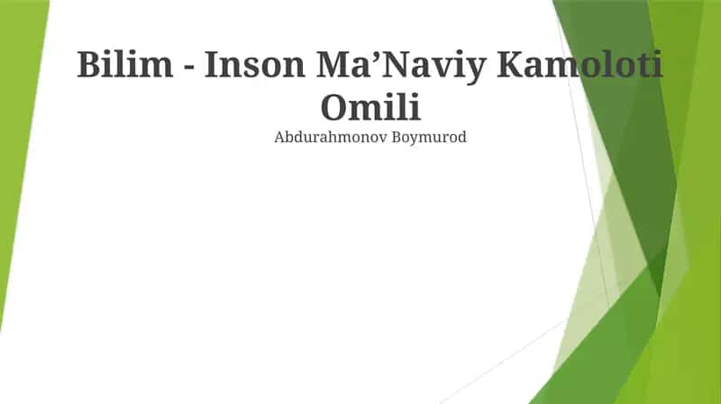 Bilim - Inson MaʼNaviy Kamoloti Omili