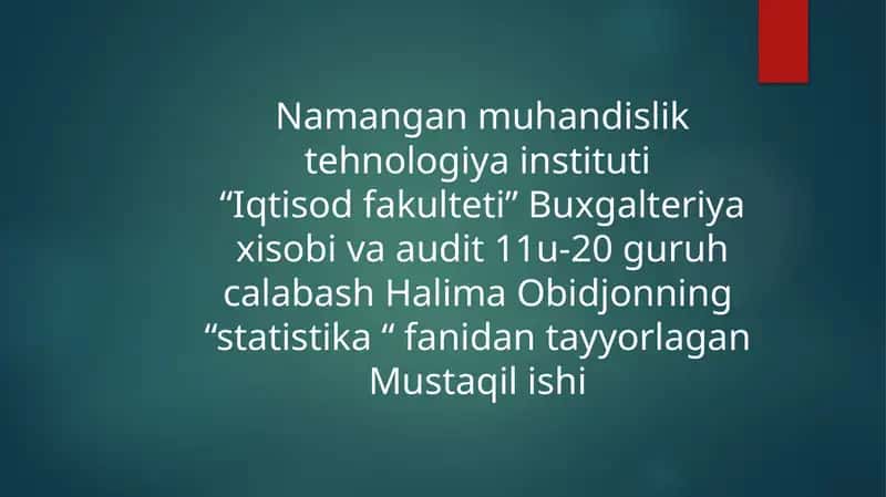 STATISTIKTADQIQOTLARDA TANLAB KUZATISHNING QO’LLANILISHI