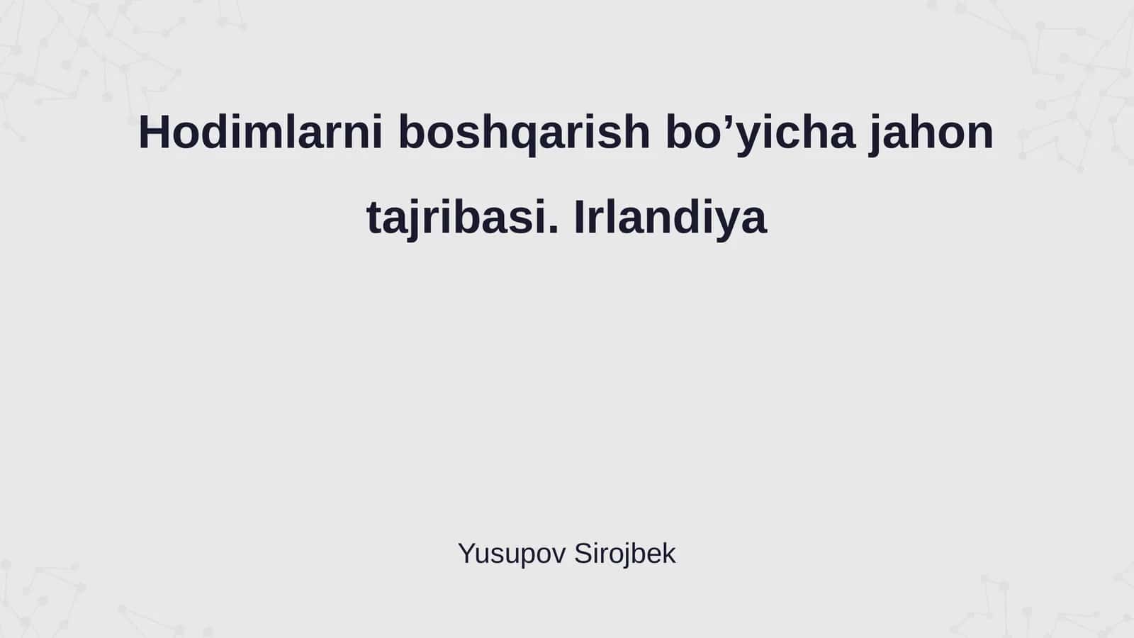 Irlandiyada hodimlarni boshqarish tizimi