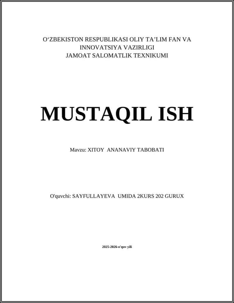 XITOY ANANAVIY TABOBATI