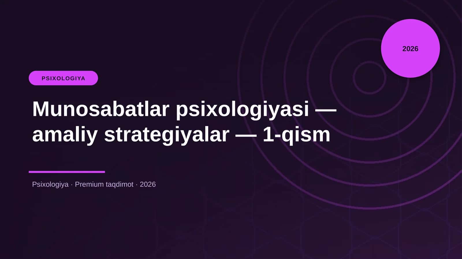 Munosabatlar psixologiyasi — amaliy strategiyalar — 1-qism
