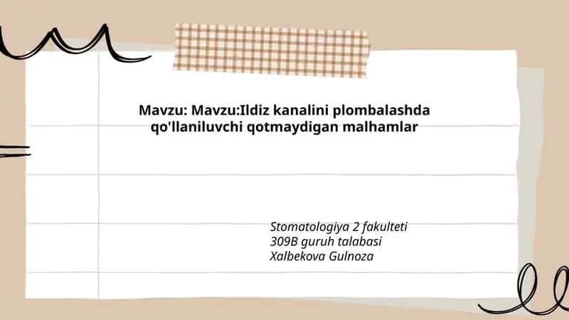 Ildiz kanalini plombalashda qo'llaniluvchi qotmaydigan malhamlar