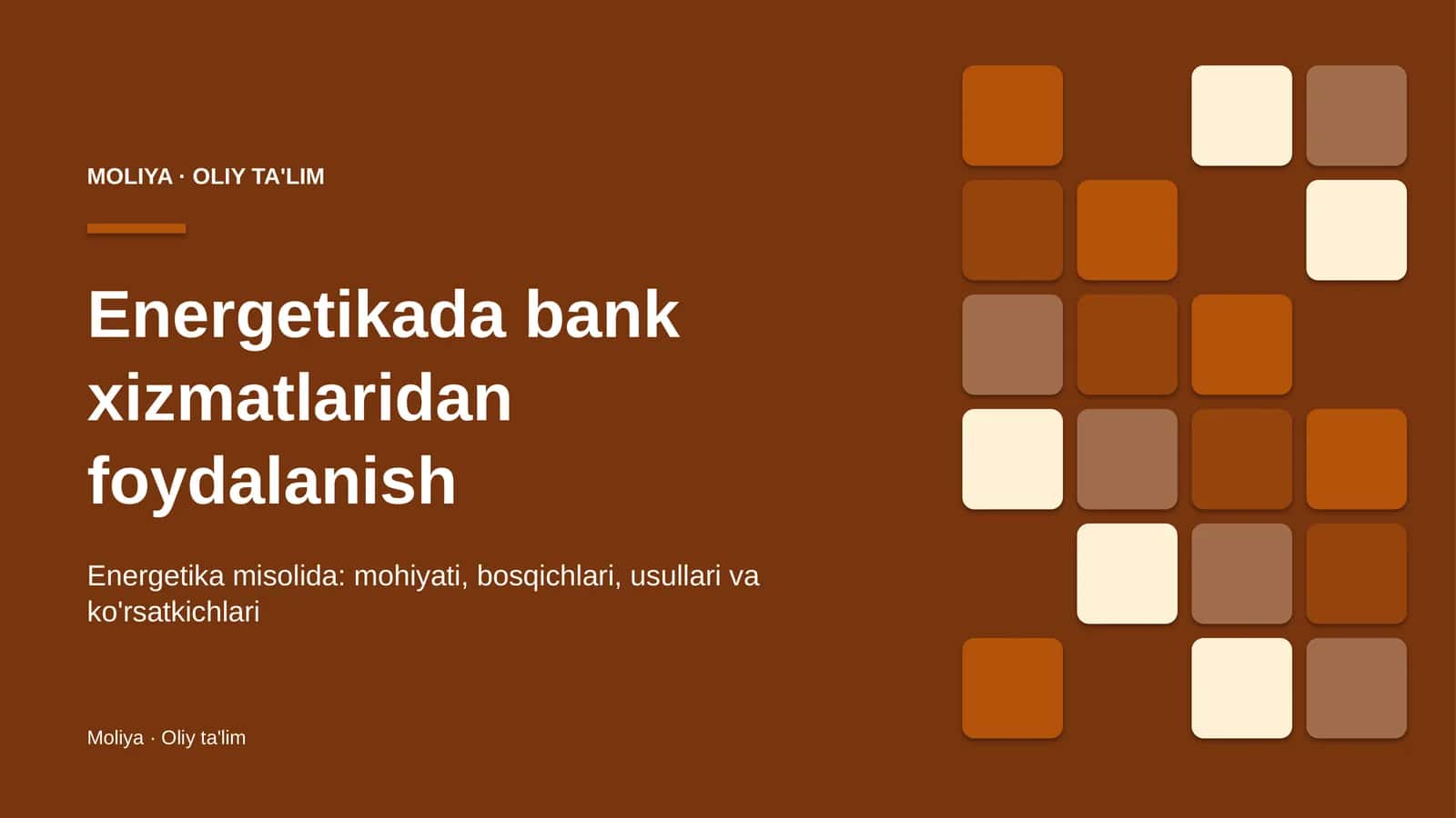 Energetikada bank xizmatlaridan foydalanish