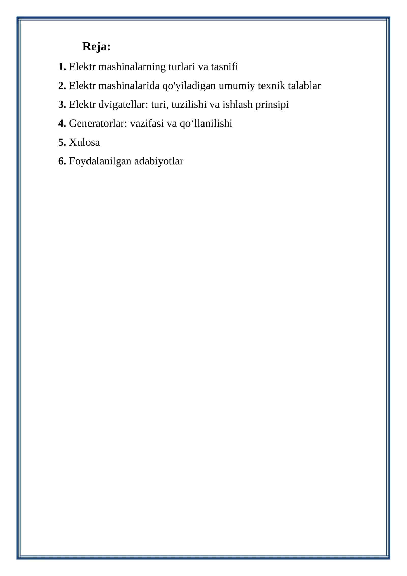 Elektr mashinalarning turlari va tasnifi