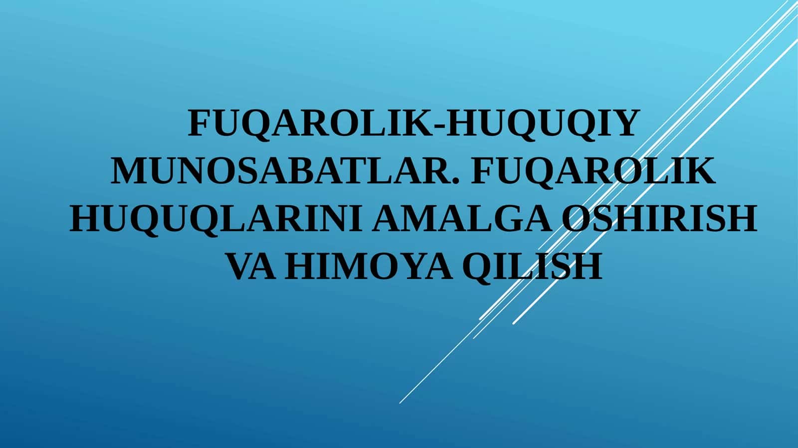 Fuqarolik-huquqiy munosabatlar. Fuqarolik huquqlarini amalga oshirish va himoya qilish