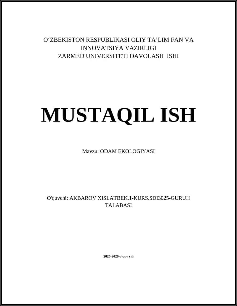 Odam Ekologiyasi