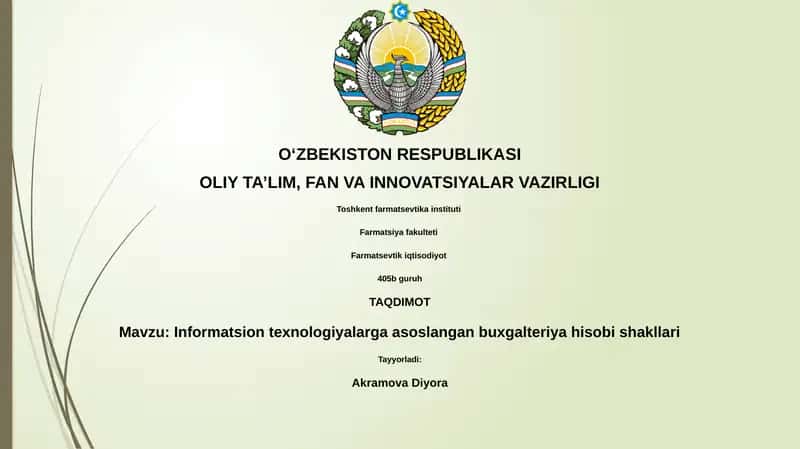 Informatsion texnologiyalarga asoslangan buxgalteriya hisobi shakllari