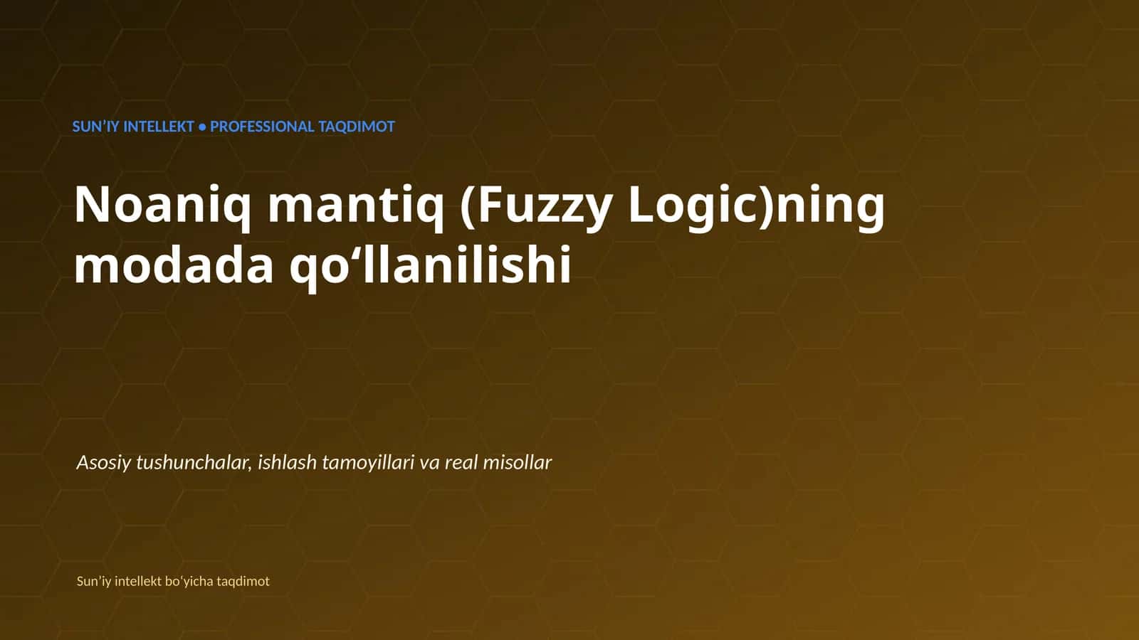 Noaniq mantiq (Fuzzy Logic)ning modada qoʻllanilishi