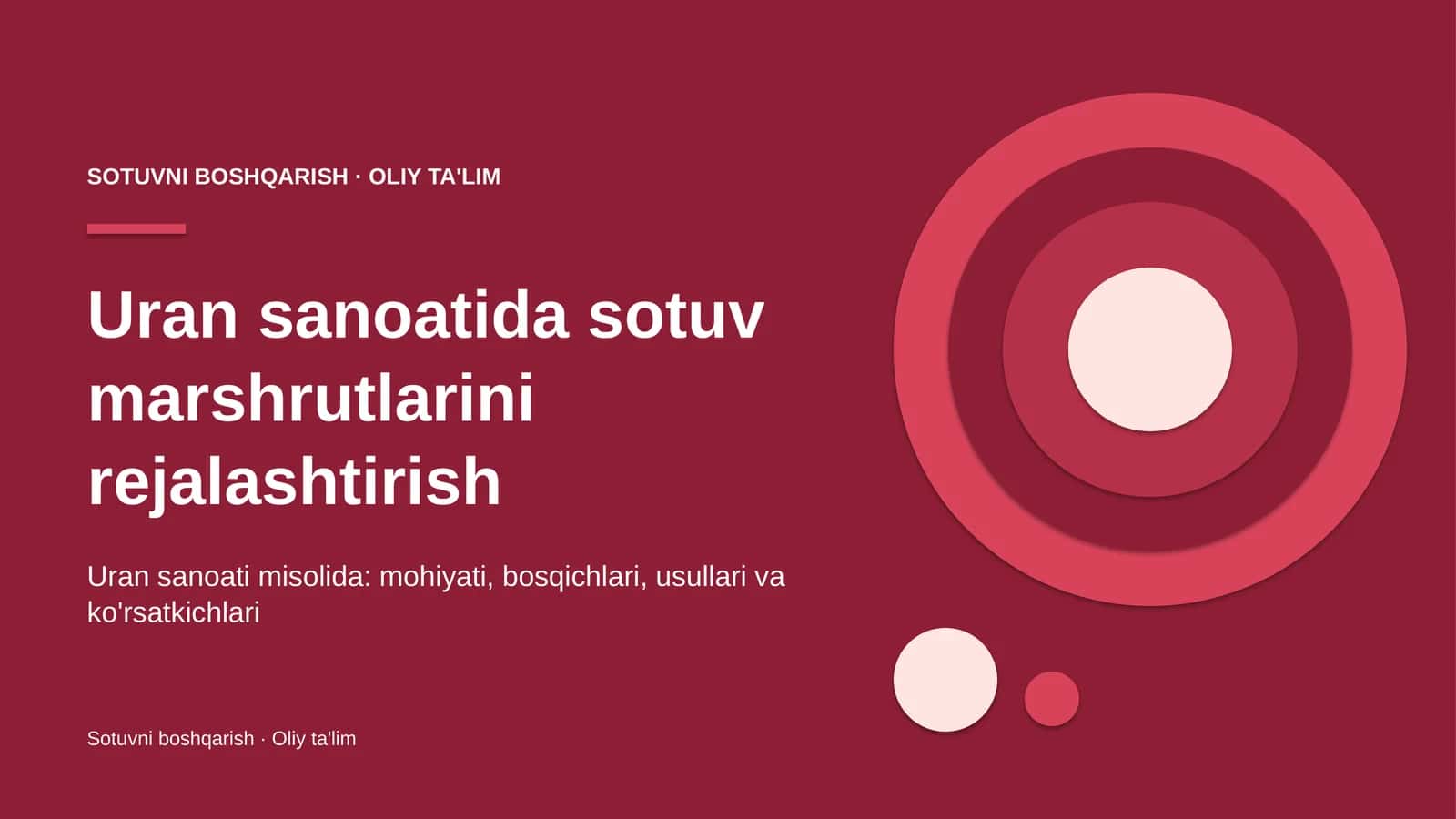 Uran sanoatida sotuv marshrutlarini rejalashtirish