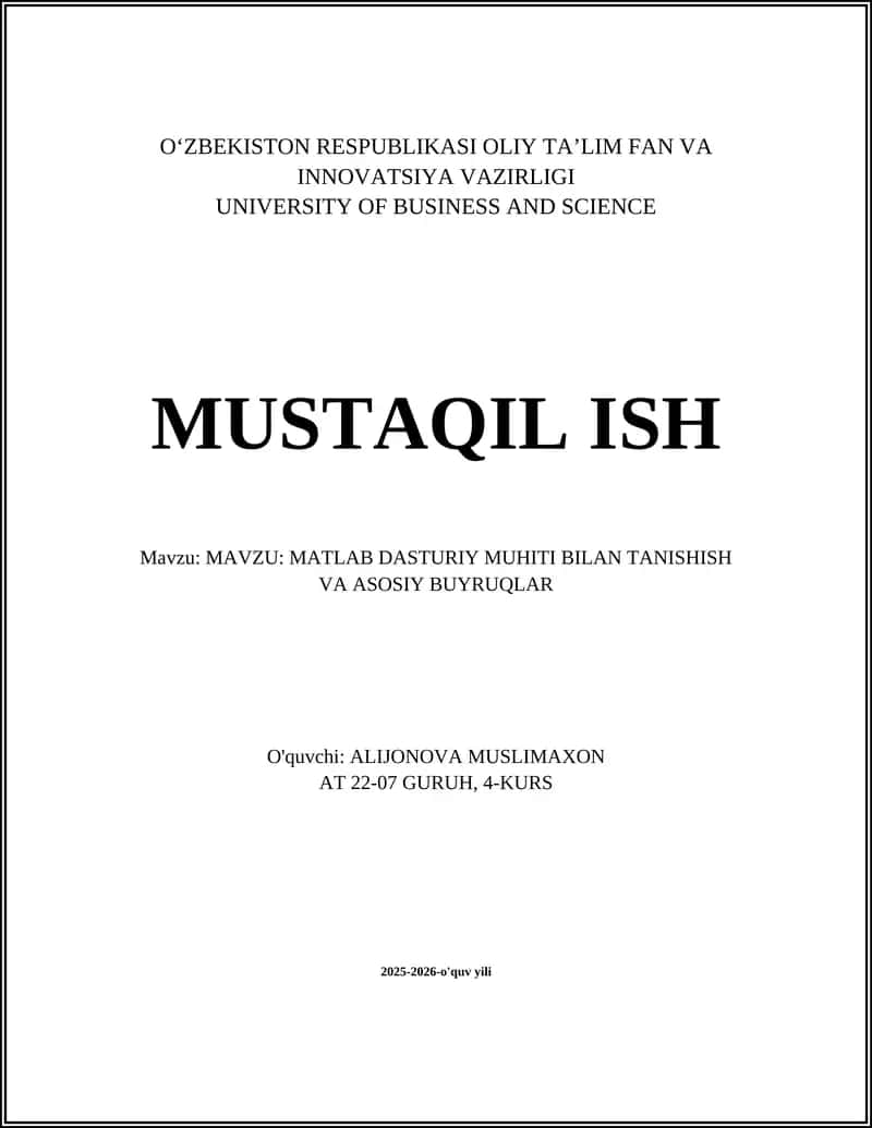 MATLAB Dasturiy muhit