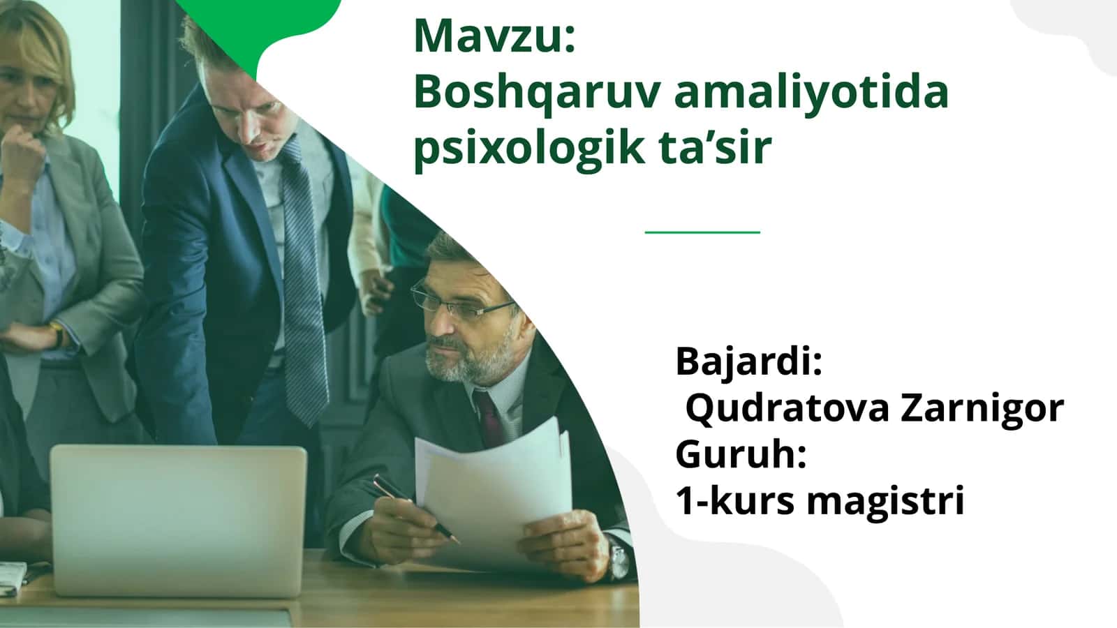 Boshqaruv amaliyotida psixologik ta’sir