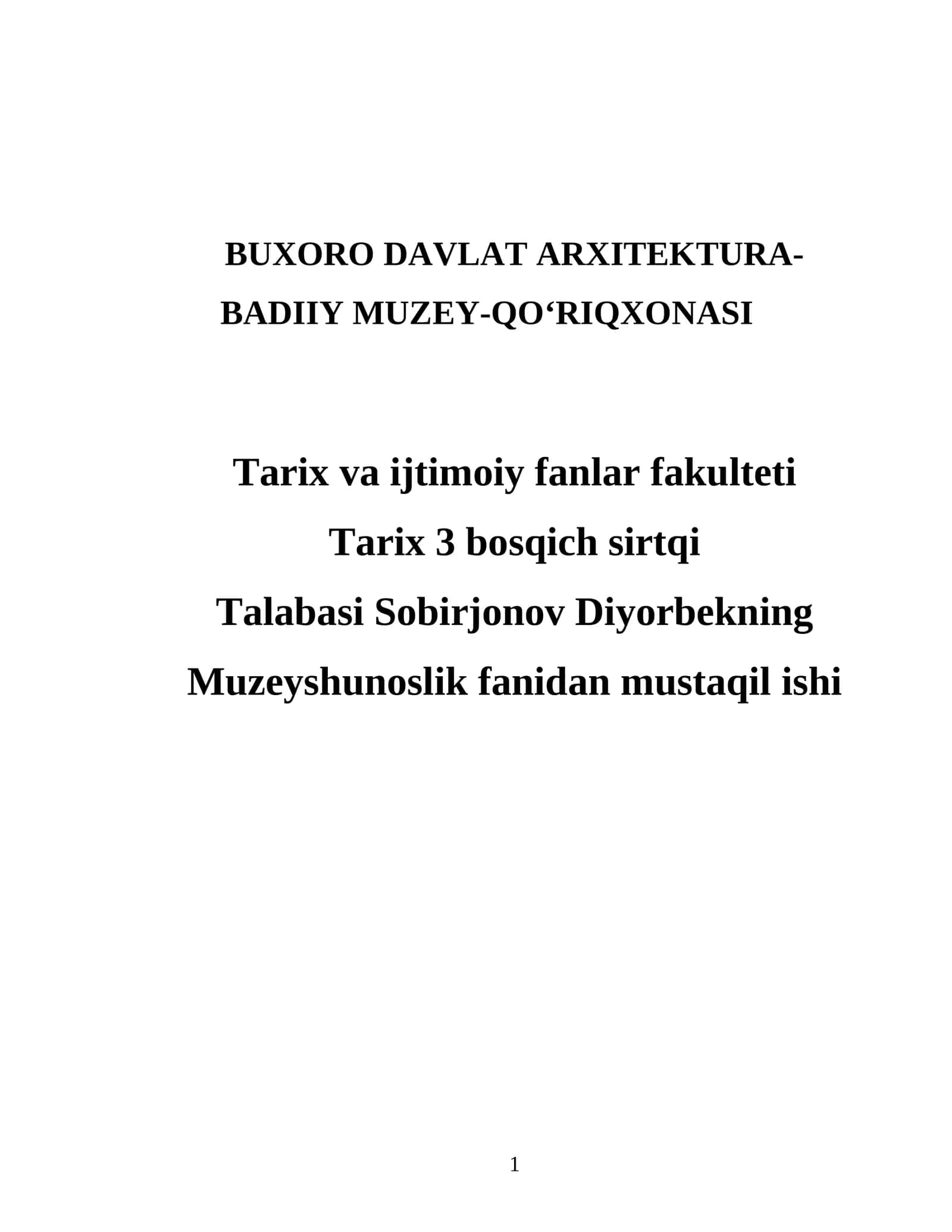 Buxoro Davlat Arxitektura-Badiiy Muze-Maqola