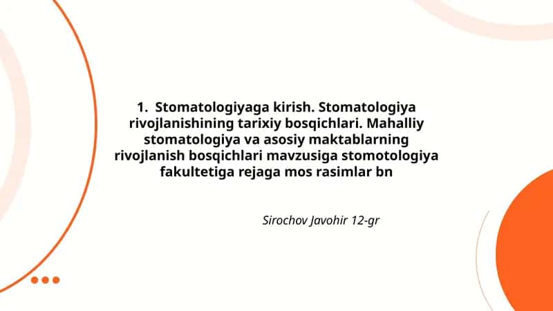 Stomatologiyaga kirish
