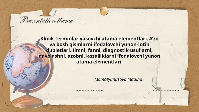 Klinik terminlar yasovchi atama elementlari