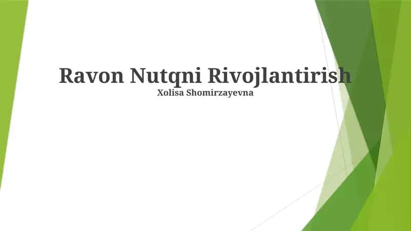 Ravon Nutqni Rivojlantirish