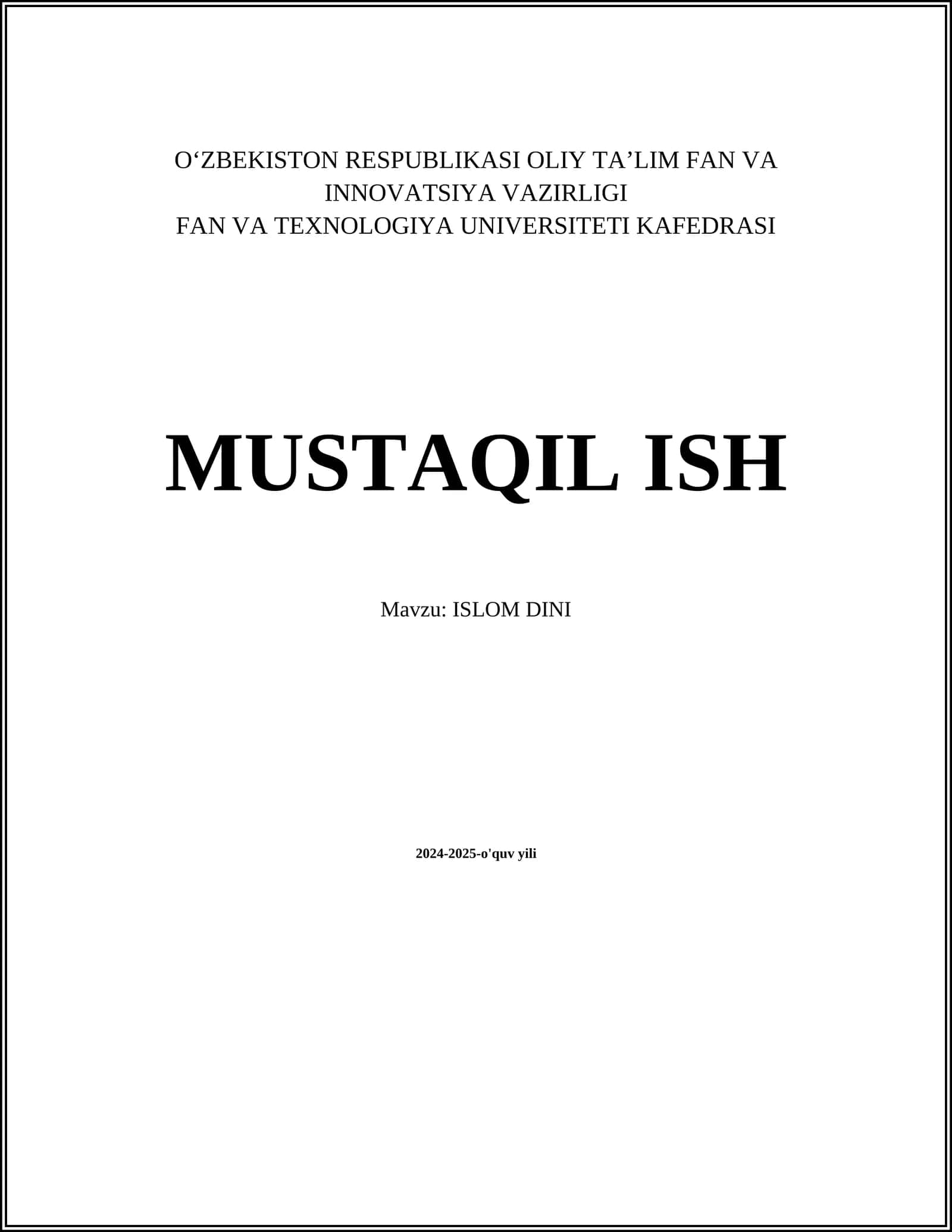 Islomning Asosiy Tushunchalari